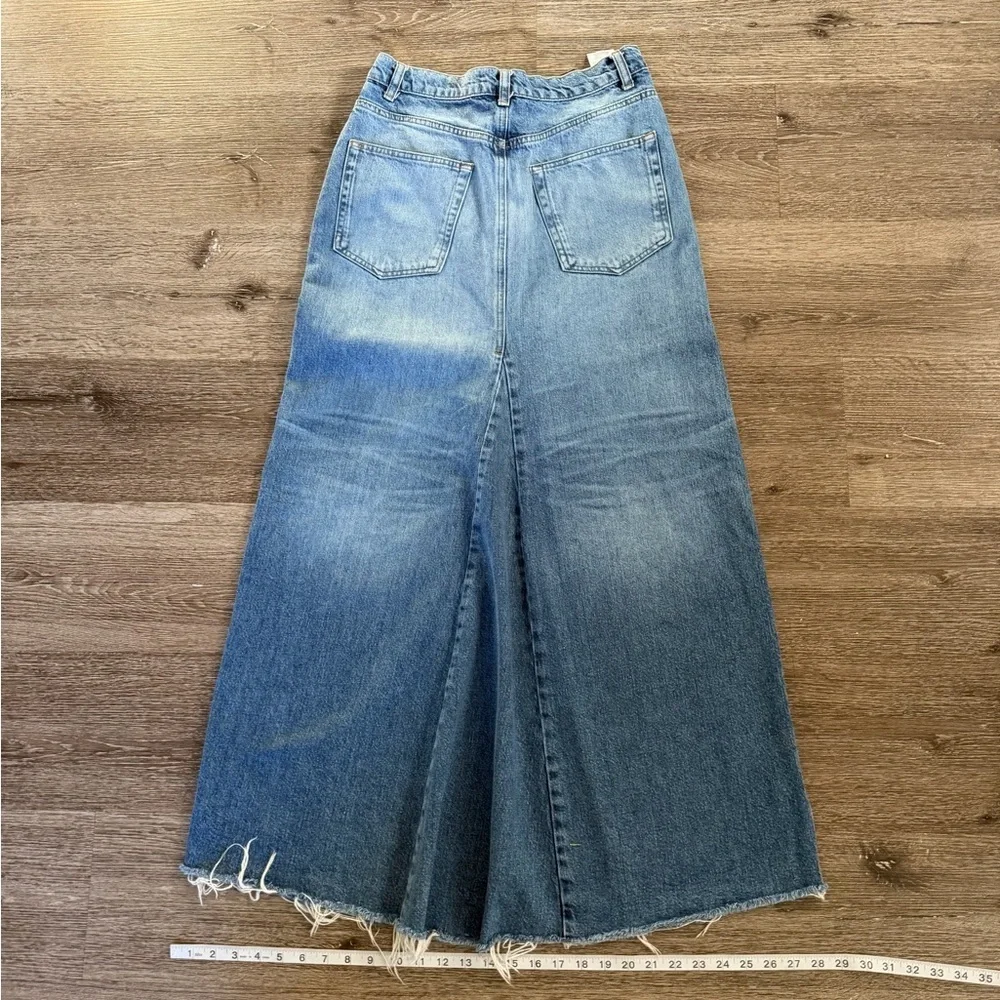 Reformation Blue Denim Maxi Skirt with Slit - Picture 7 of 9
